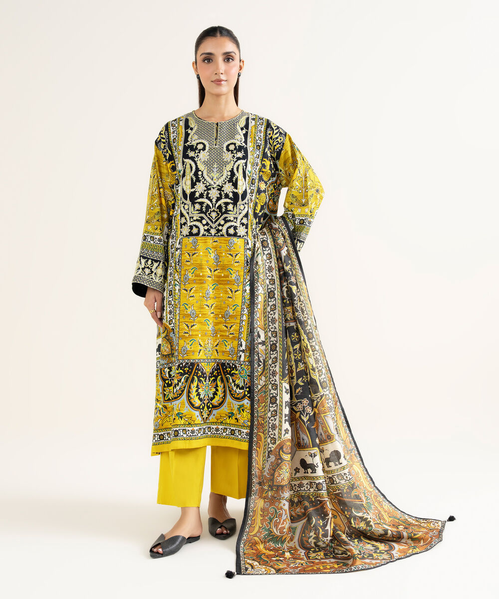 Tussar Silk Printed Mustard Dupatta