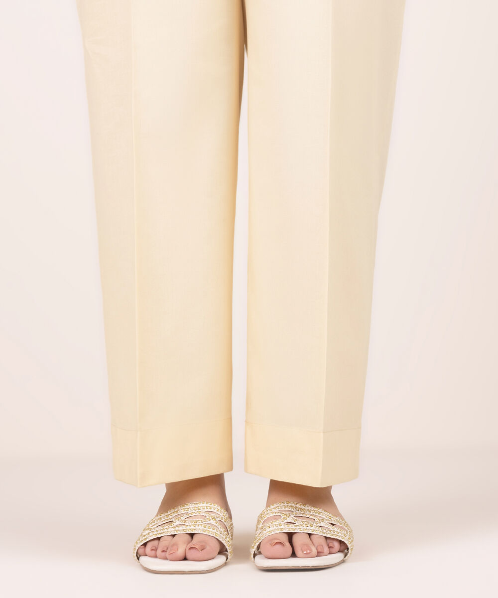 Women's RTW Cotton Viscose Solid Beige Culottes