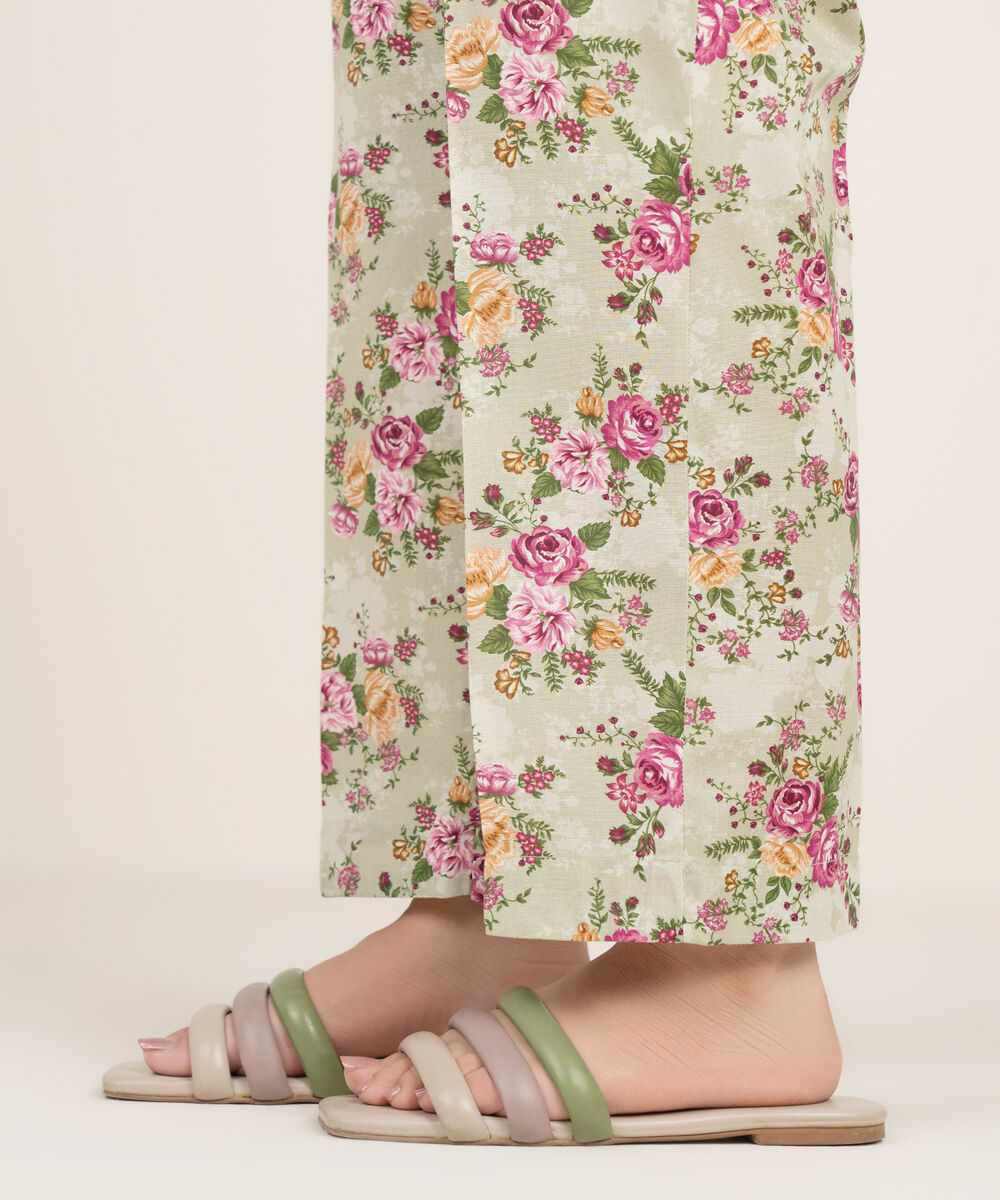 Women's RTW Cambric Embroidered Green Straight Pants