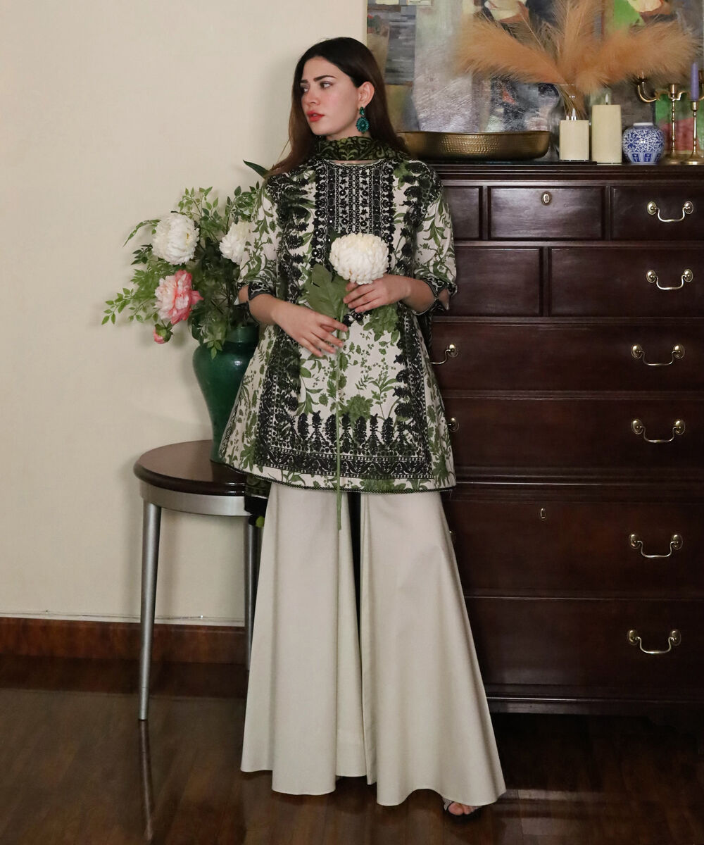 Women's Unstitched Cotton Embroidered Multi Three Piece Suit