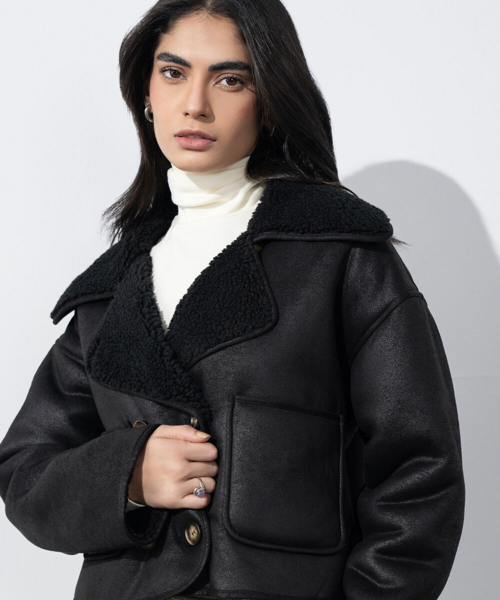 Women's Western Wear Black Reversible Short Jacket