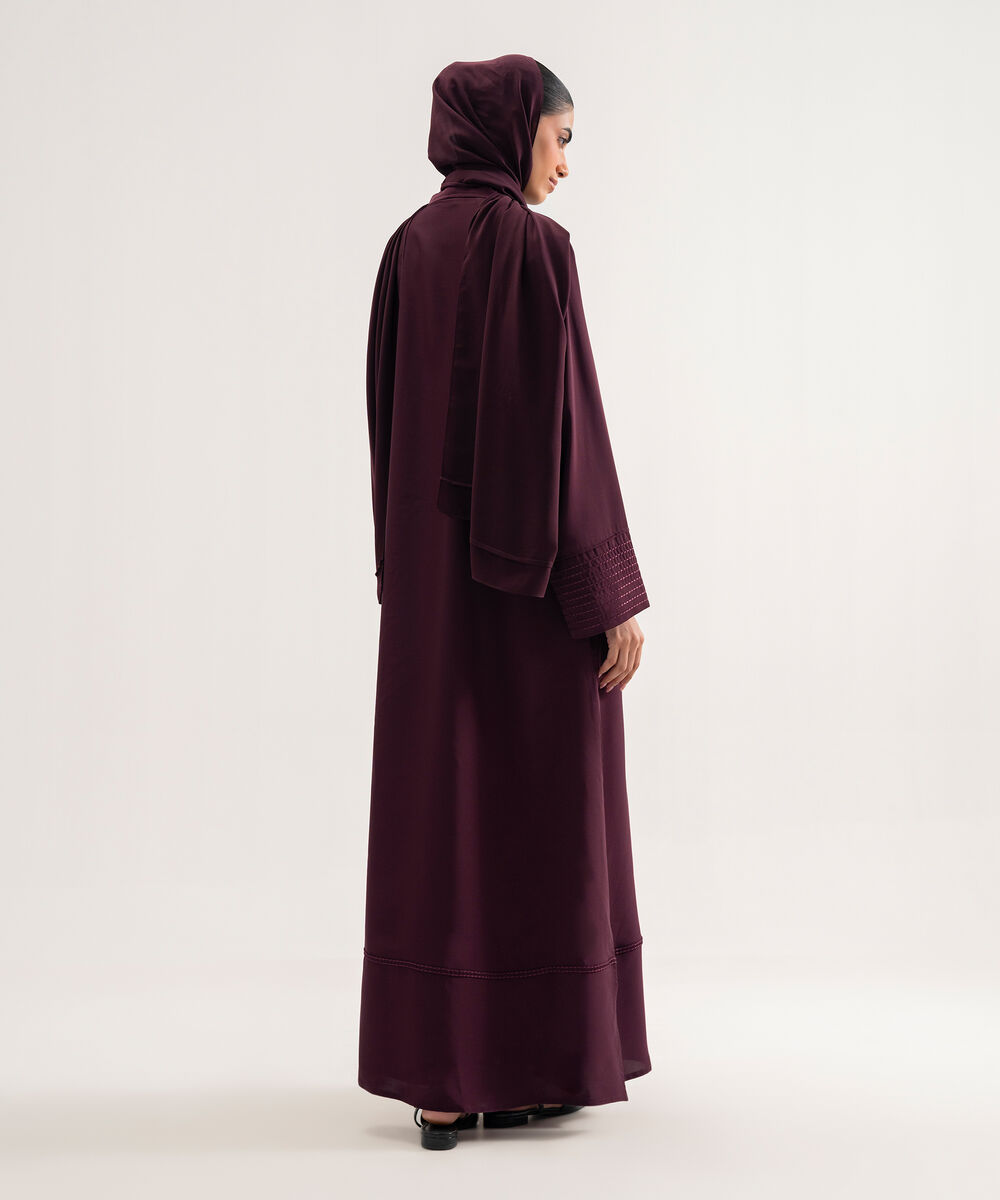 Women's Polyester Burgundy Raglan Abaya Set