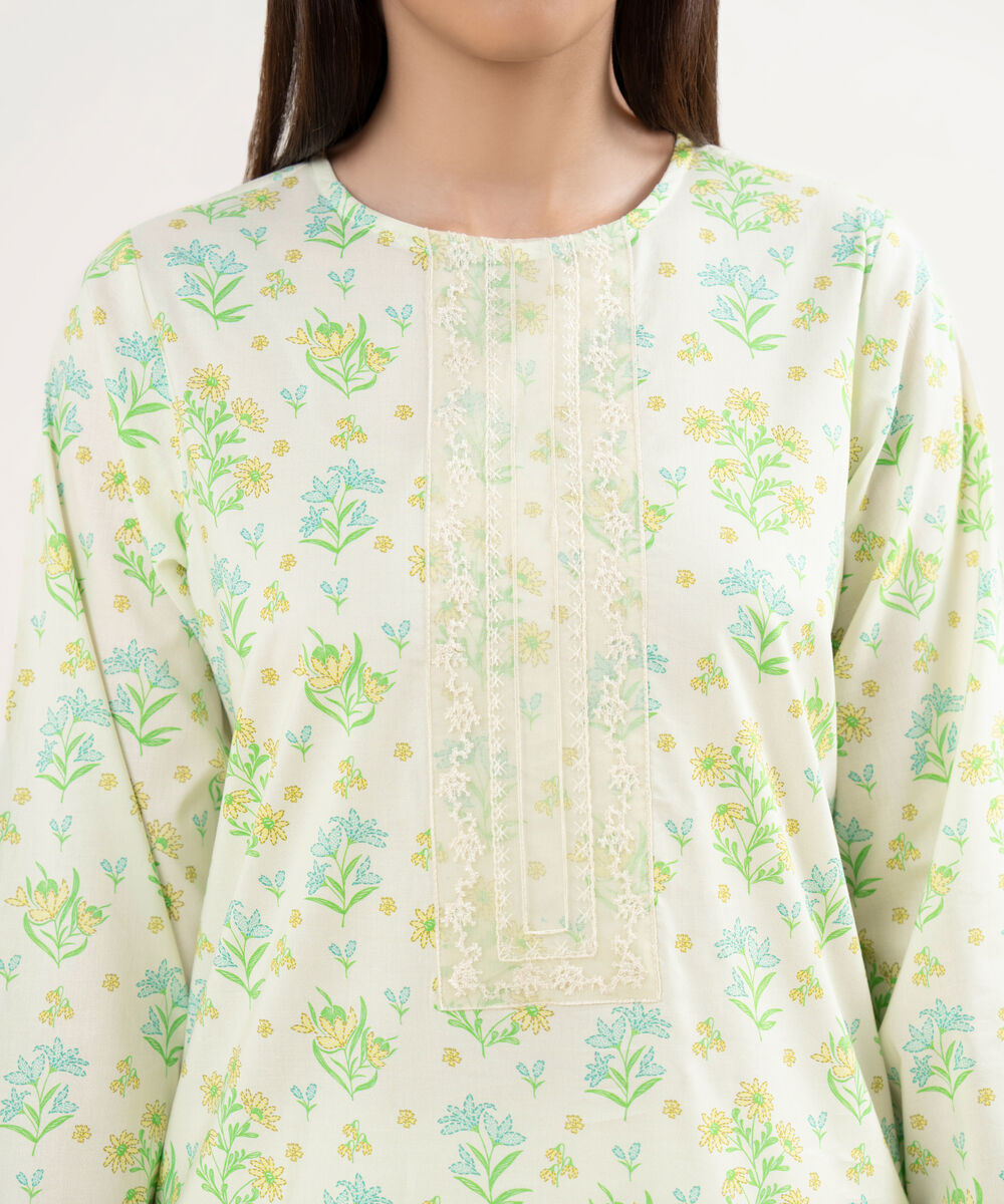 Women's RTW Lawn Mint Green Embroidered Straight Shirt