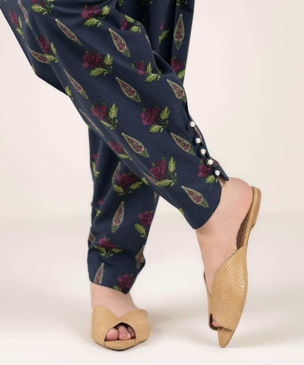 Women's RTW Cambric Printed Blue Shalwar