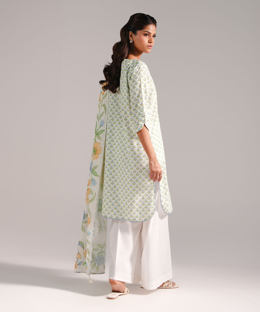 Women's RTW Dobby Printed Mint Green 2 Piece Suit