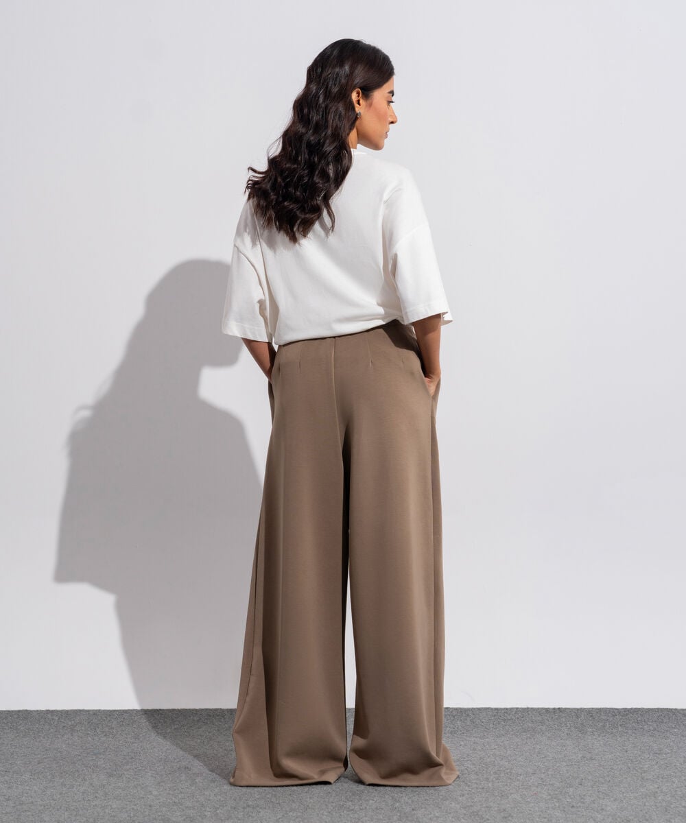 Women's Western Wear Brown Soft-Lux Pleated Trousers