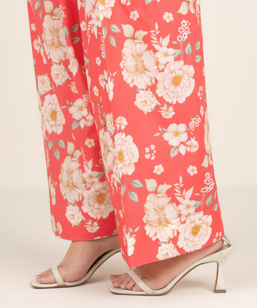 Women's RTW Cambric Printed Pink Shalwar