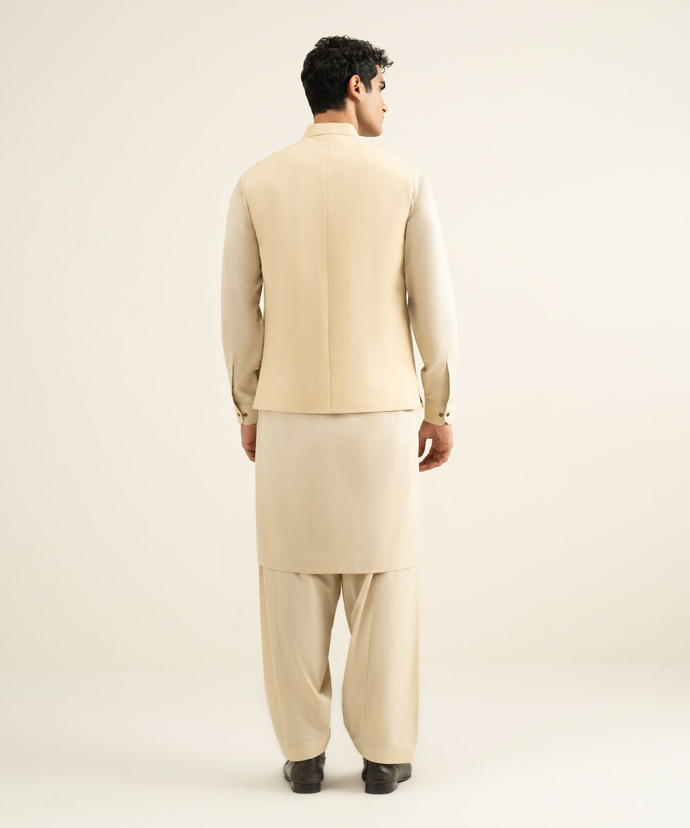 Men's beige Premium Wash & Wear Waistcoat