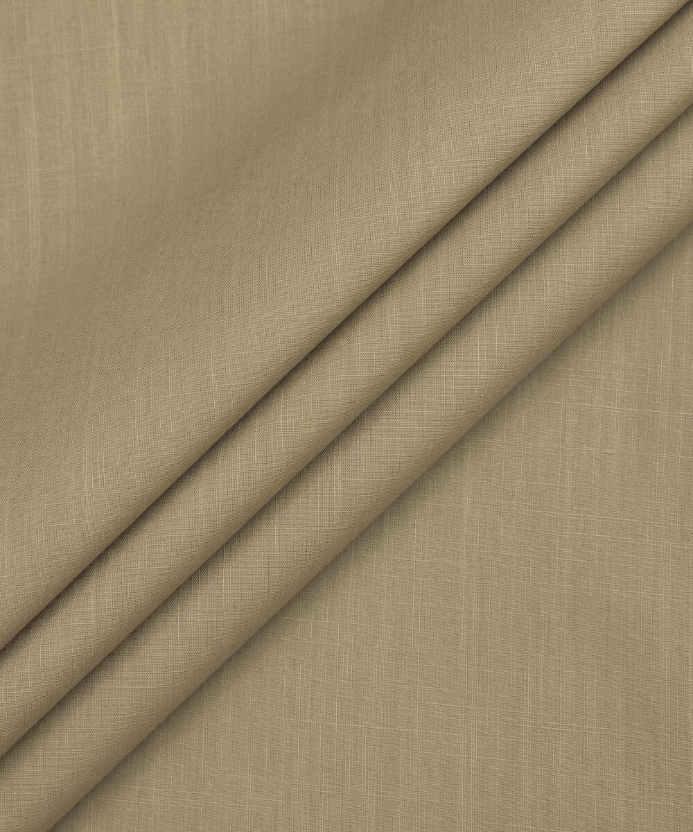 Men's Unstitched Two-Piece Khaki Premium Slub Cotton Suit