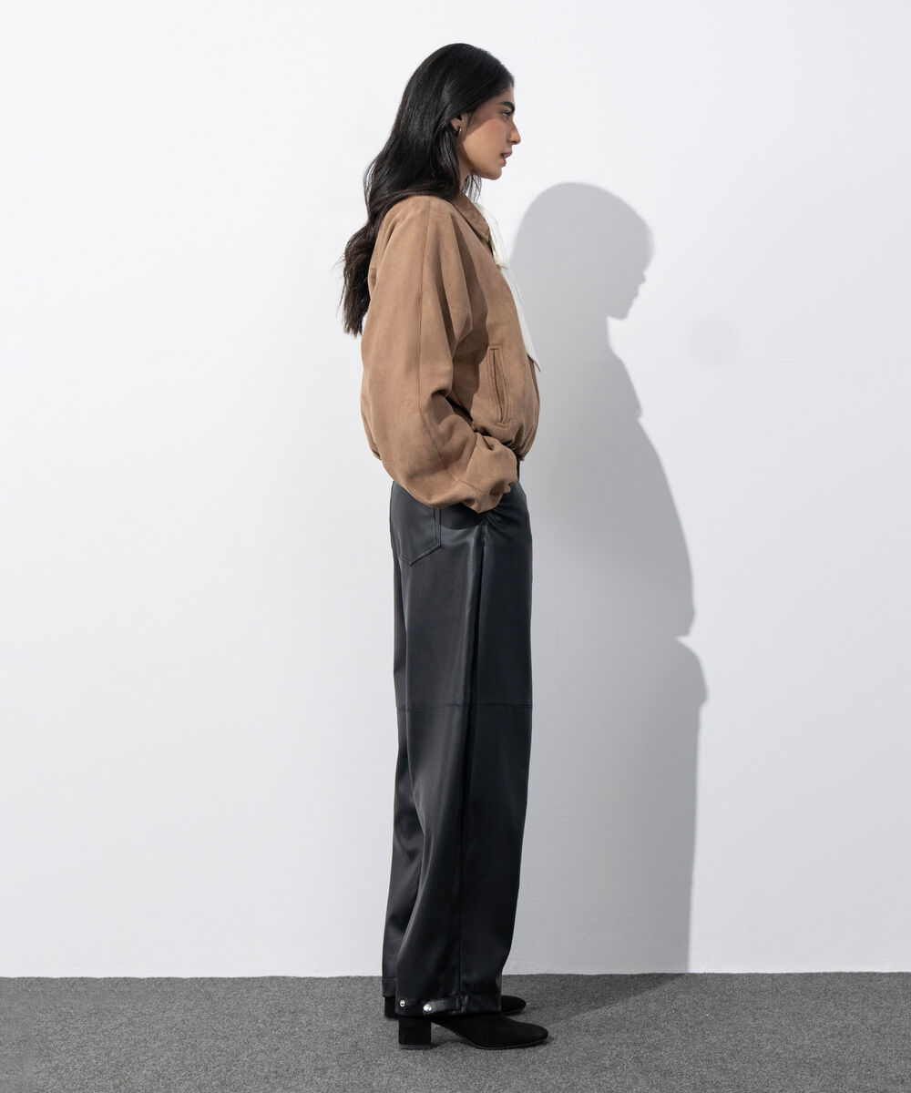 Women's Western Wear Light Camel Faux Suede Bomber Jacket