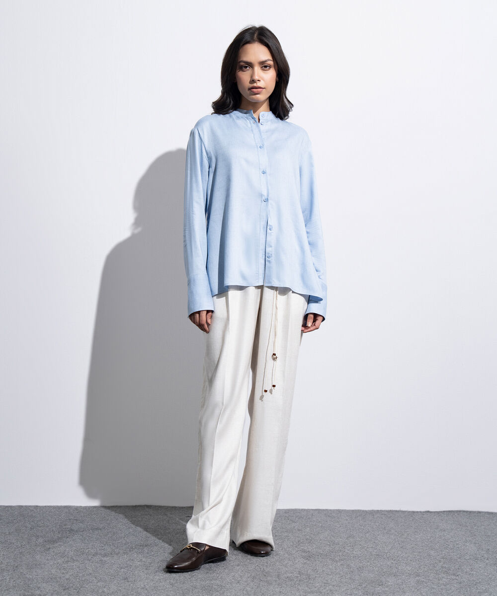 Women's Western light Blue Regular-Fit Button Through  Shirt