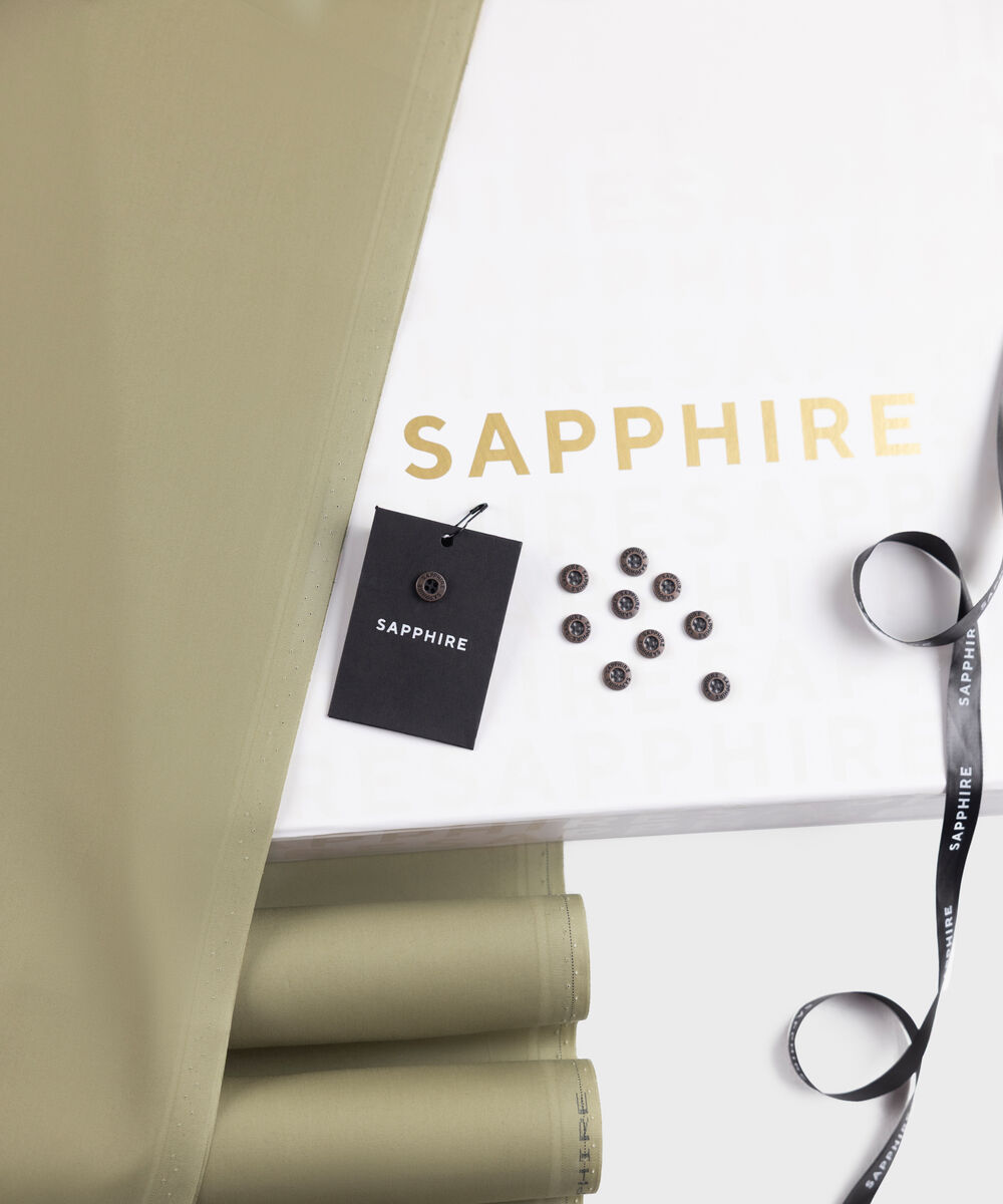 Men's Unstitched Two-Piece Refined Wash and Wear Light Olive Suit.