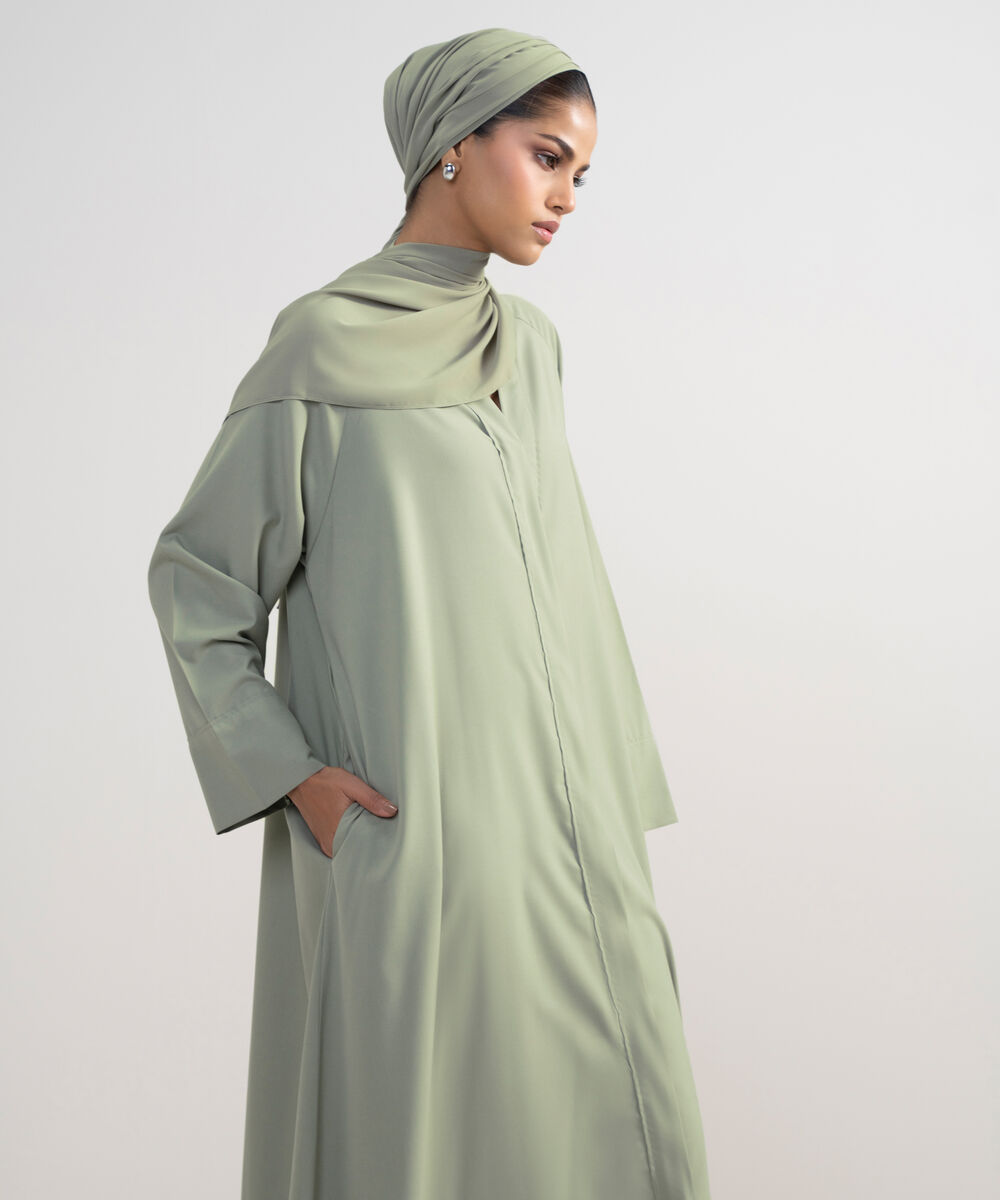 Women's Beige Raglan Abbaya Set