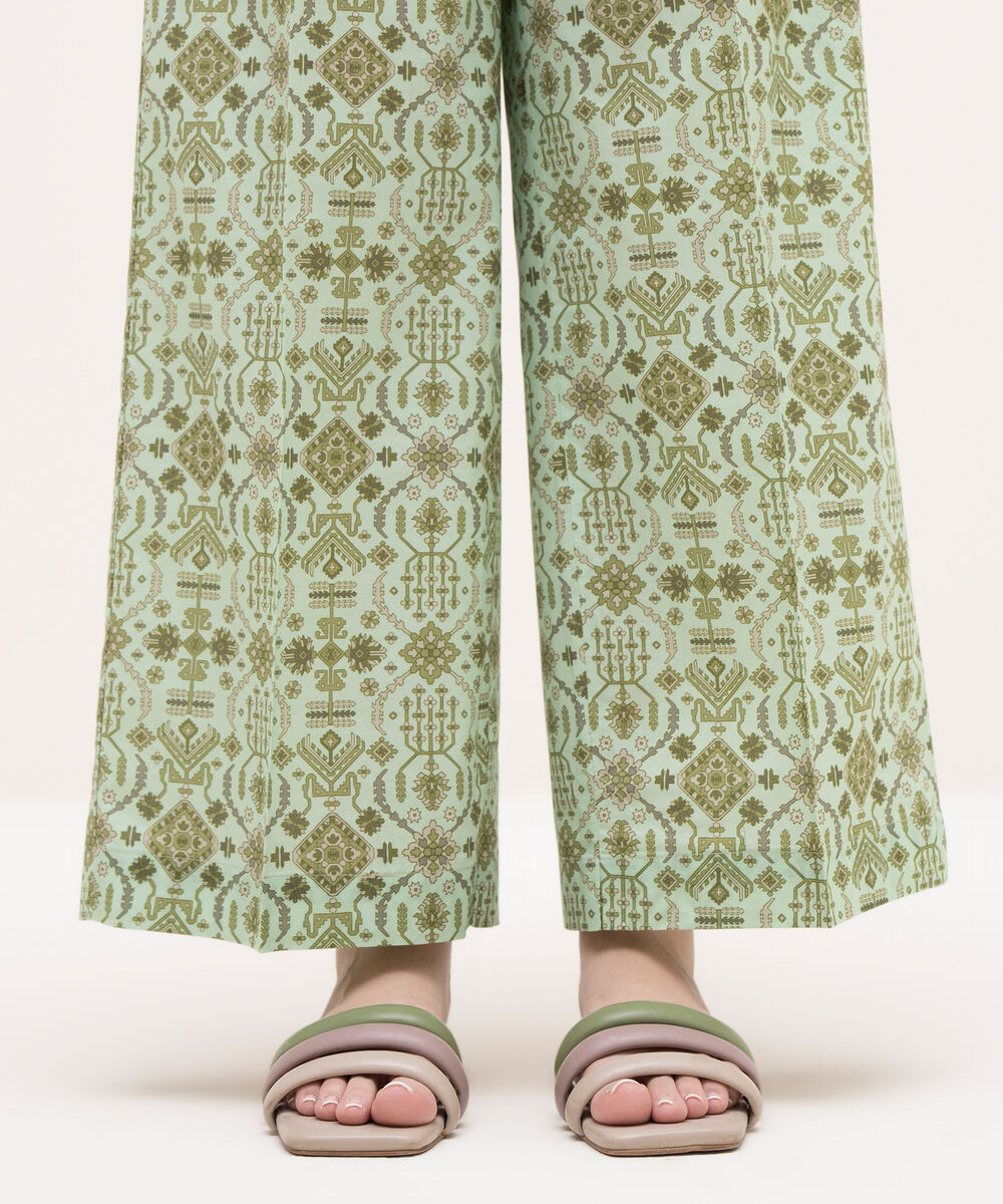 Women's RTW Cambric Green Printed Culottes