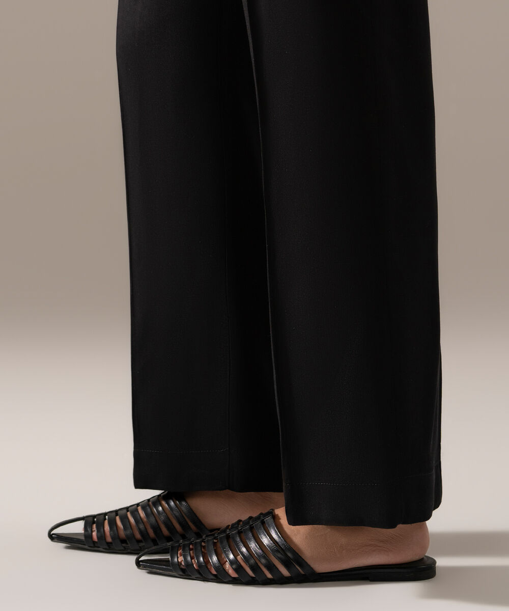 Women's RTW Bedford Solid Black Straight Pants