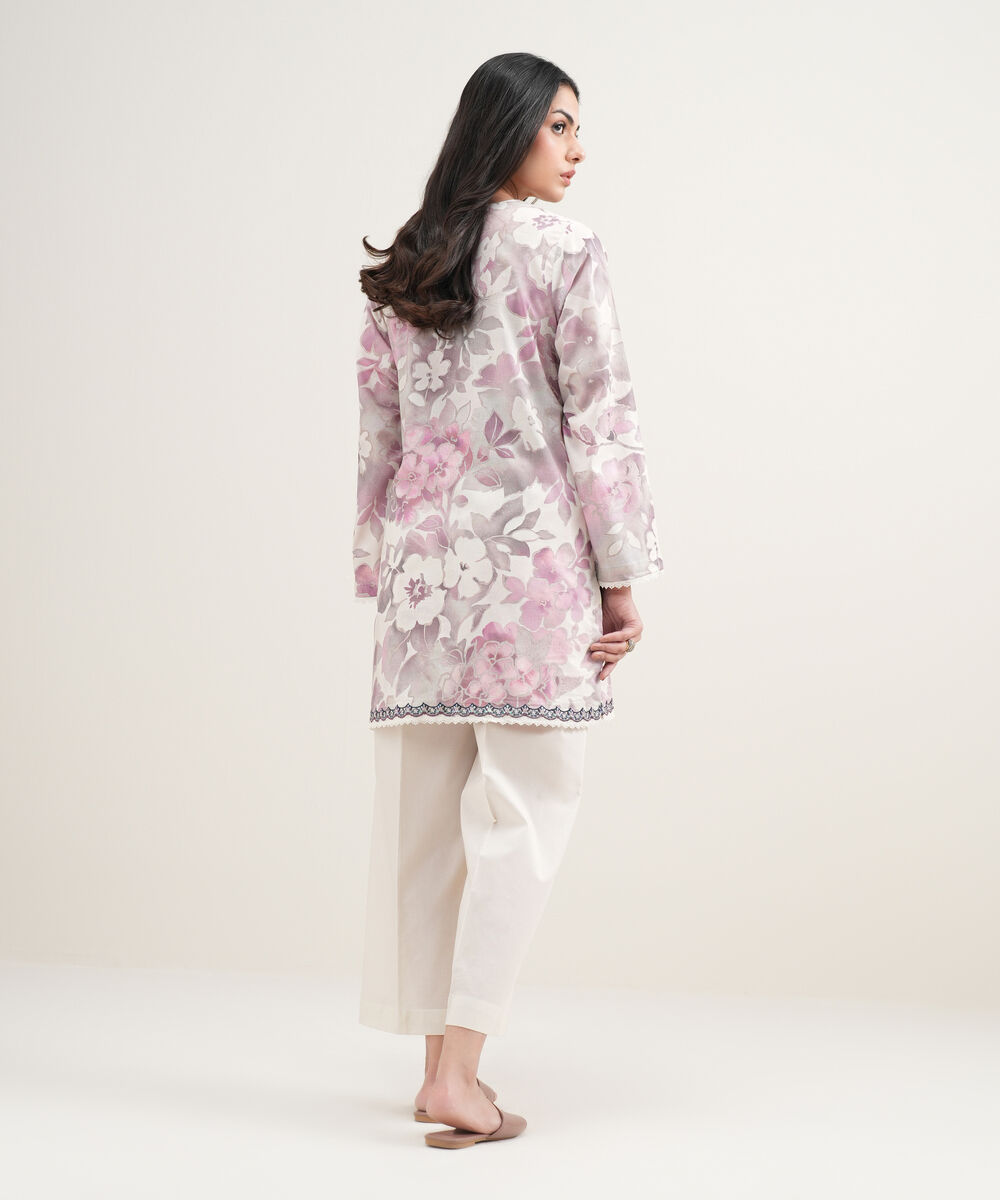 Women's RTW Lawn Embroidered White Straight Shirt