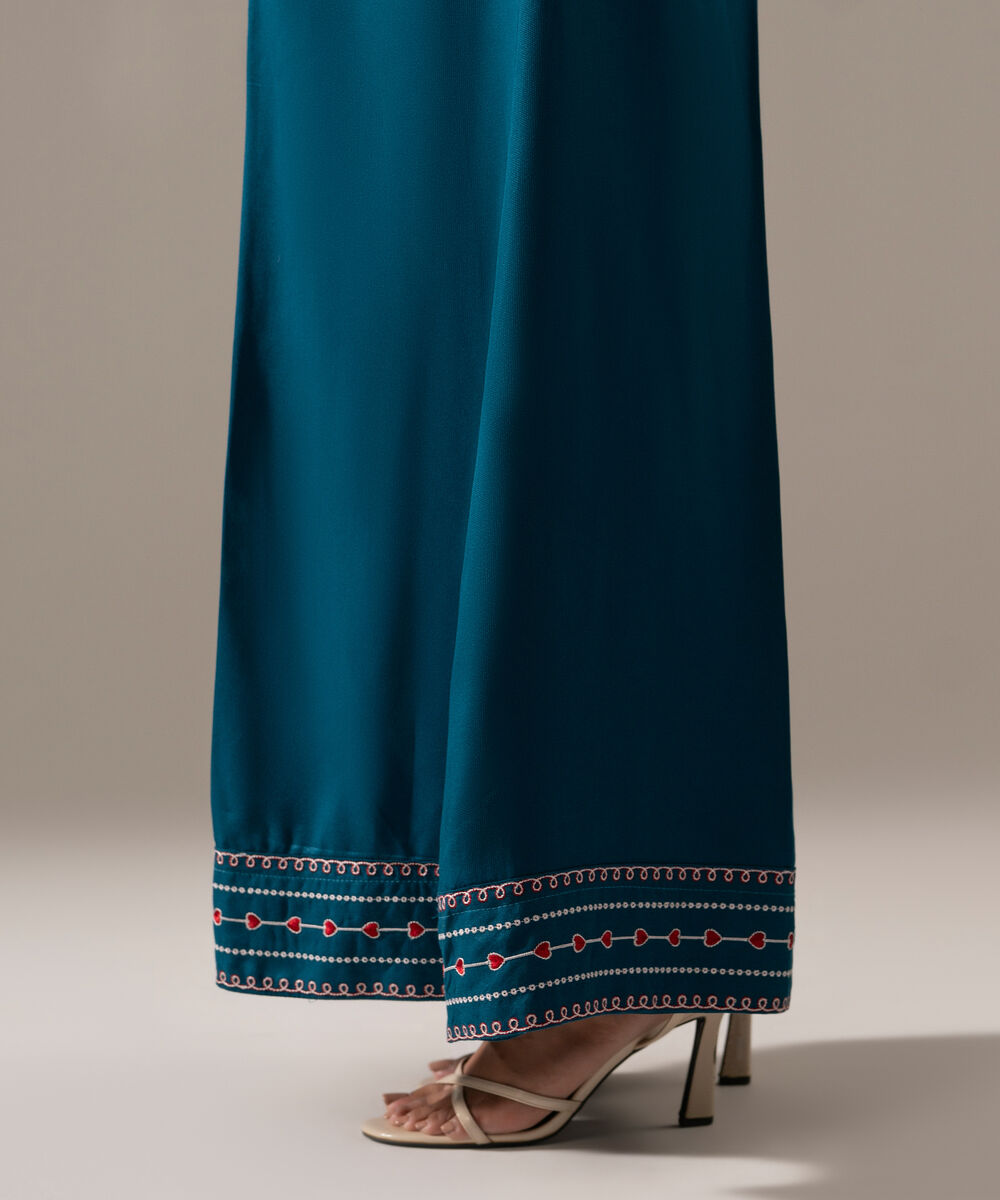 Women's RTW Bedford Solid Teal Flared Pants