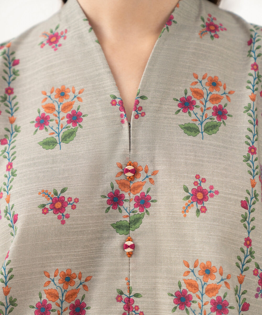 Women's Unstitched Khaddar Printed Beige   3 Piece Suit