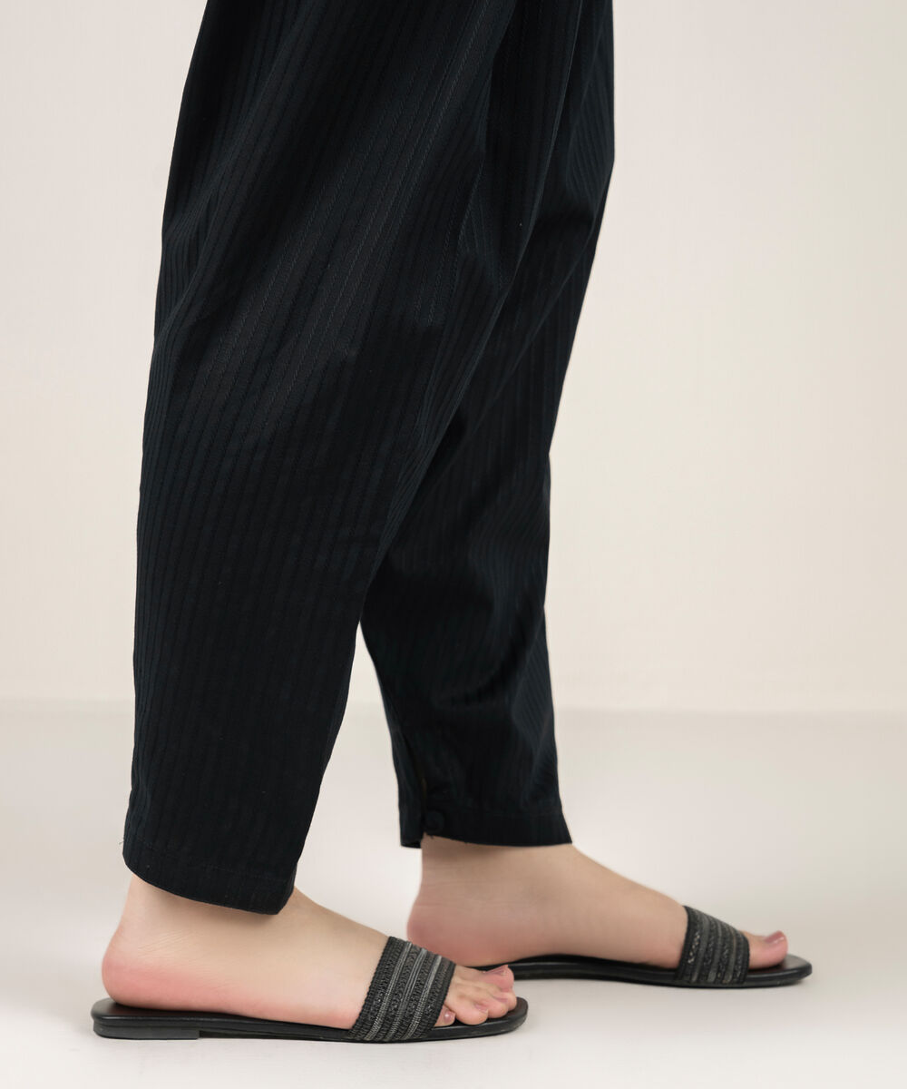 Women's RTW Dobby Solid Black Shalwar