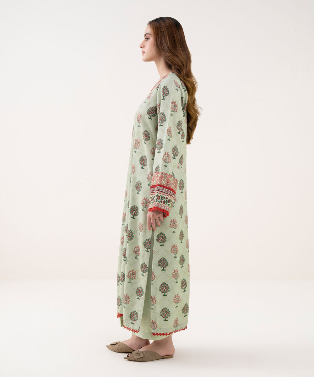 Women's RTW Cotton Viscose Embroidered Straight Grey Shirt