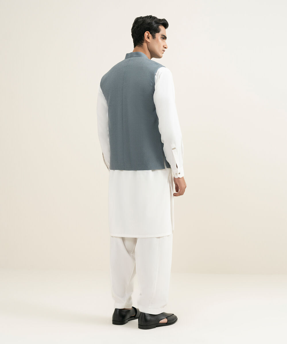 Men's blue grey Luxury Viscose Waistcoat