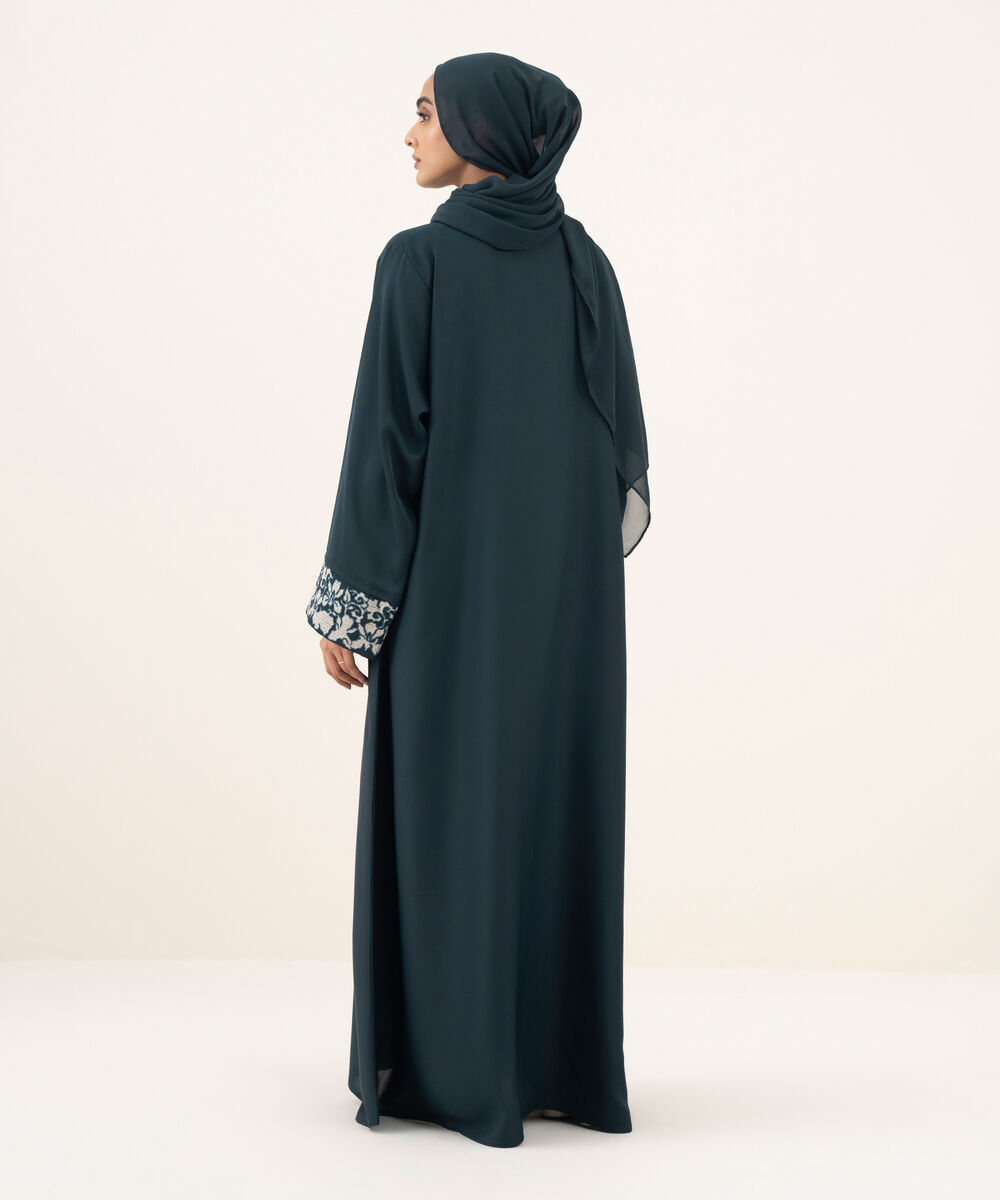 Women's teal button through Abaya set