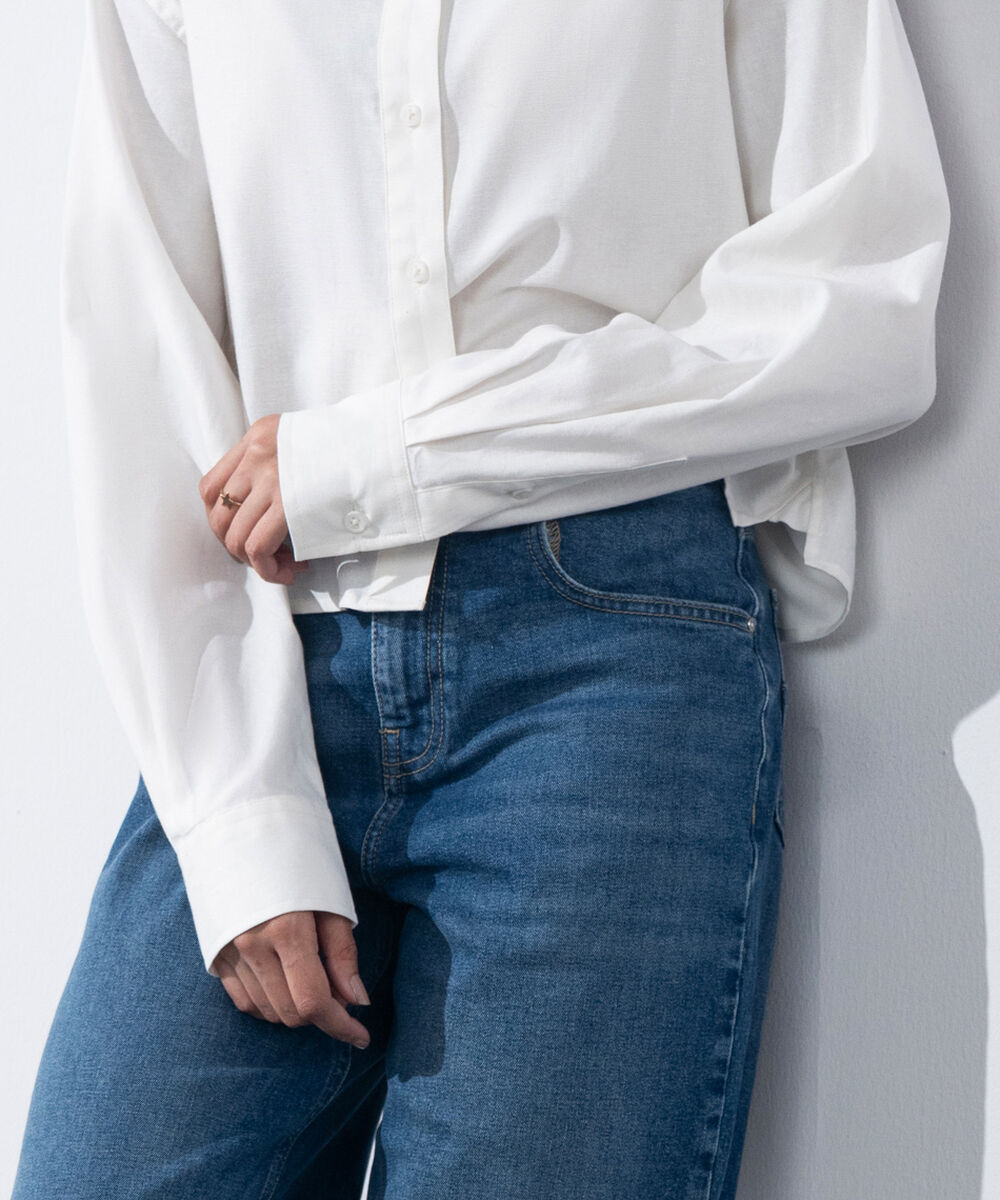 Women's Western Wear White Boxy Oxford Shirt