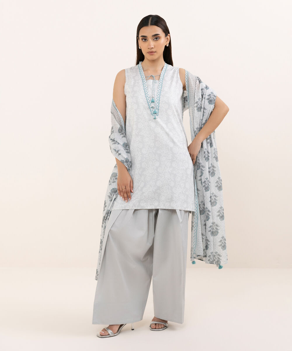 Women's Unstitched Lawn Printed Multi Three Piece Suit