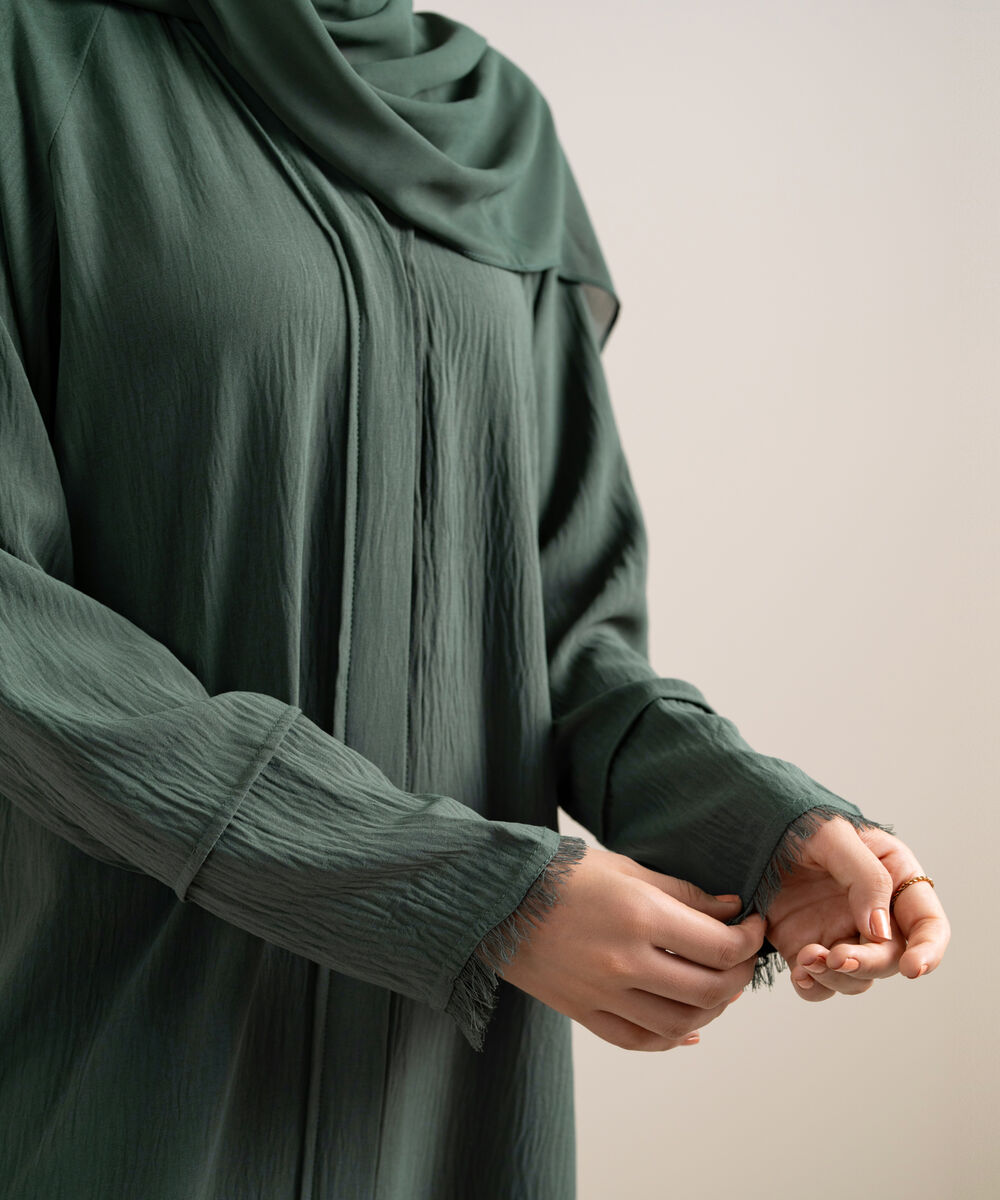 Women's Green Raglan Abaya Set