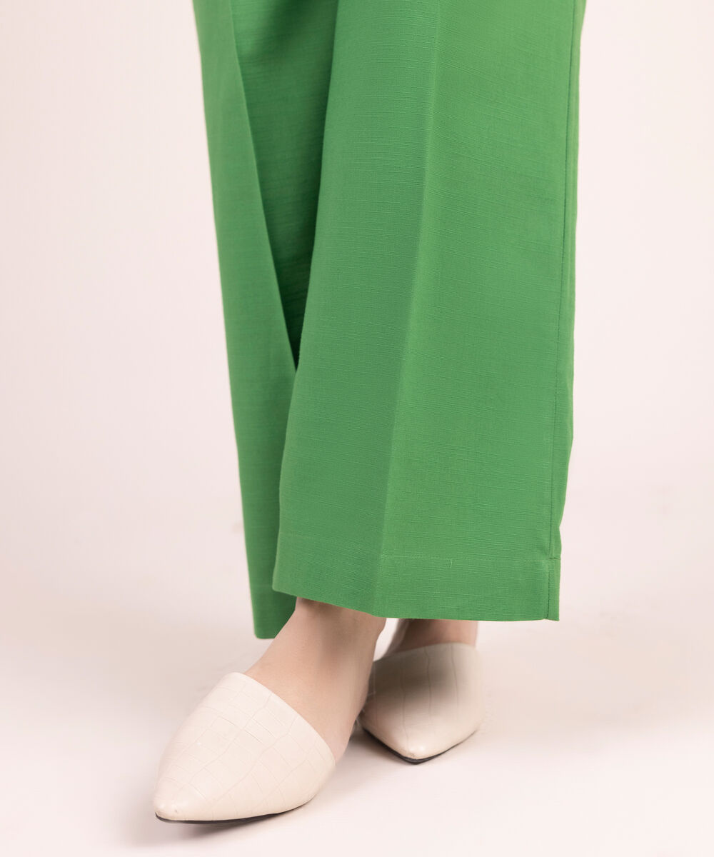 Women's RTW Khaddar Solid Green Culottes