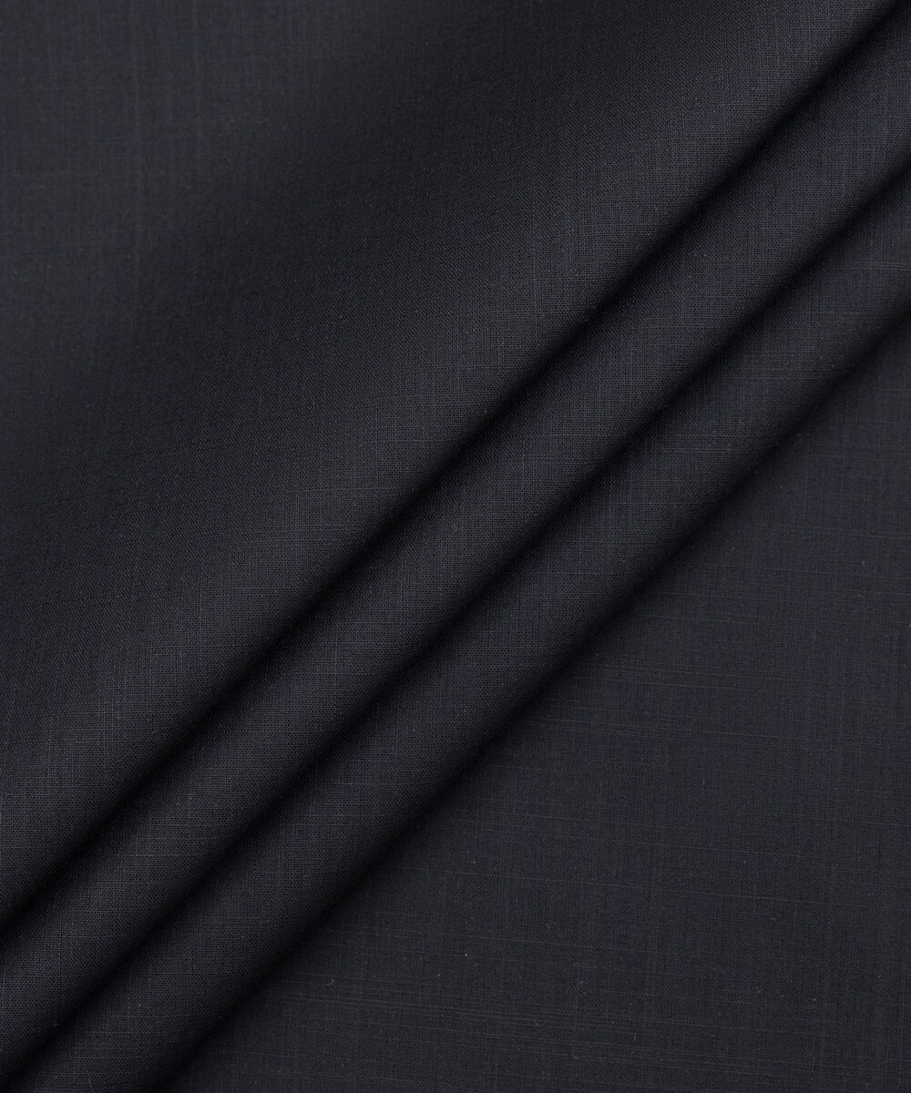 Men's Unstitched Two-Piece Black  Premium Slub Cotton Suit