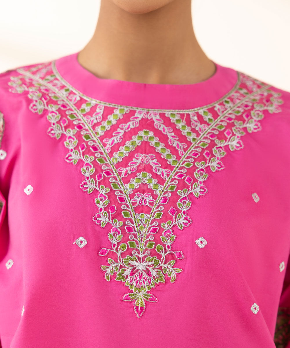 Unstitched Women's Pink Textured Lawn 3 Piece Suit