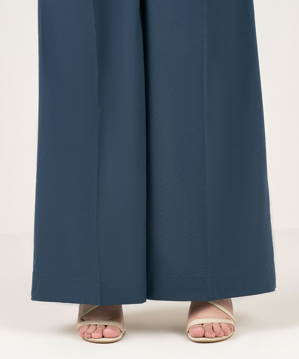 Women's RTW Cambric Solid Teal Flared Pants