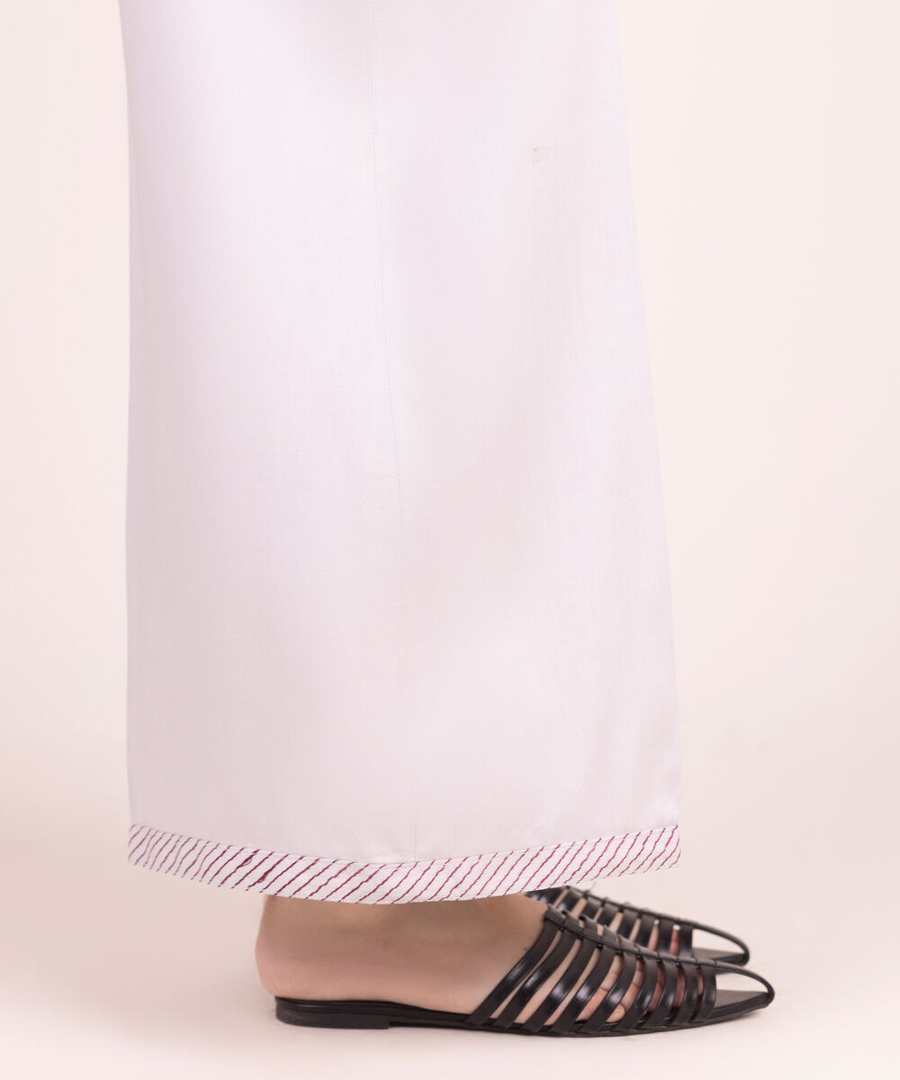 Women's RTW Textured Viscose Embroidered Grey Flared Pants