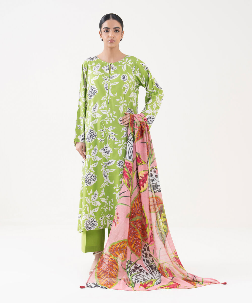 Tussar Silk Pink Printed Dupatta