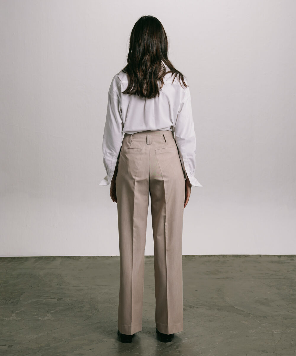 Women's Western Beige Tailored Wide Leg Trousers