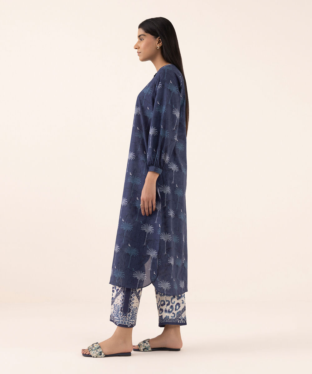 Women's RTW Lawn Blue Printed Aline Shirt