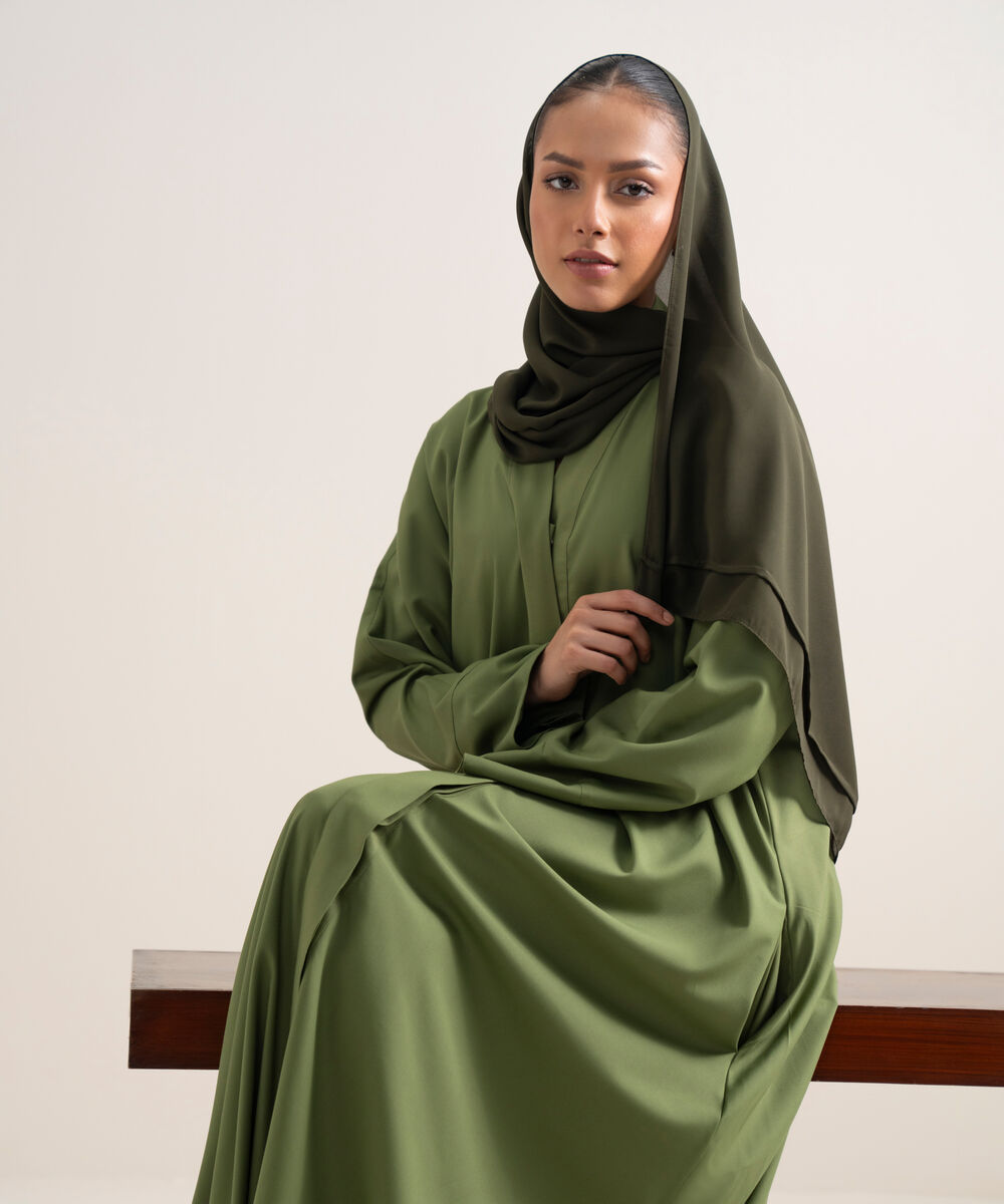Women's Green Button Through Kimono Abbaya