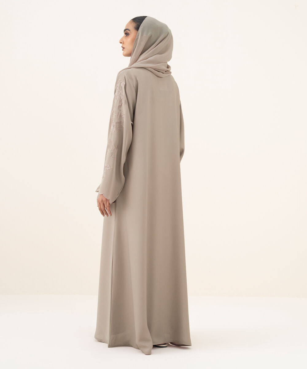Women's mauve button through Abaya set