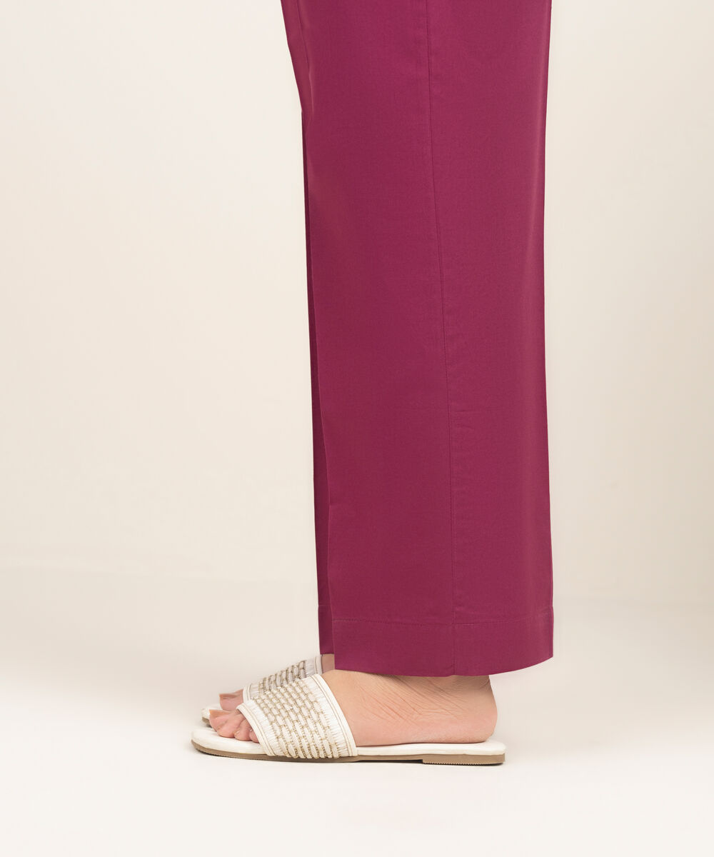 Women's RTW Lawn Solid Purple Straight Pants