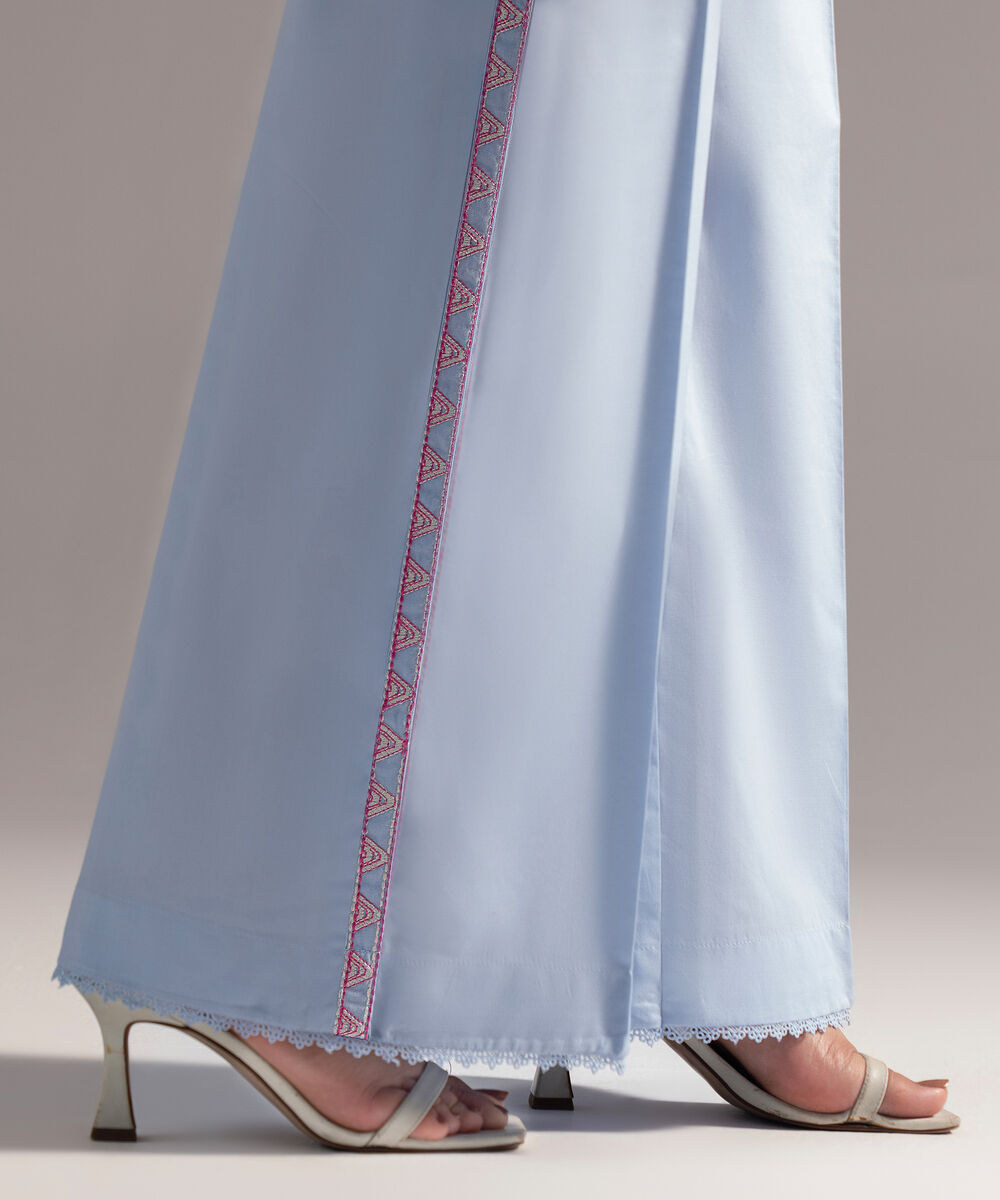 Women's RTW Cambric Embroidered Ice Blue Culottes