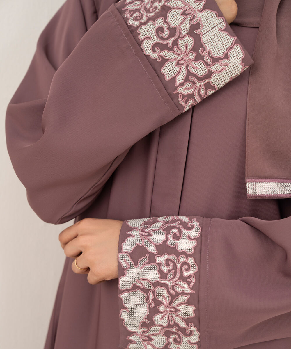 Women's dusty mauve button through Abaya set