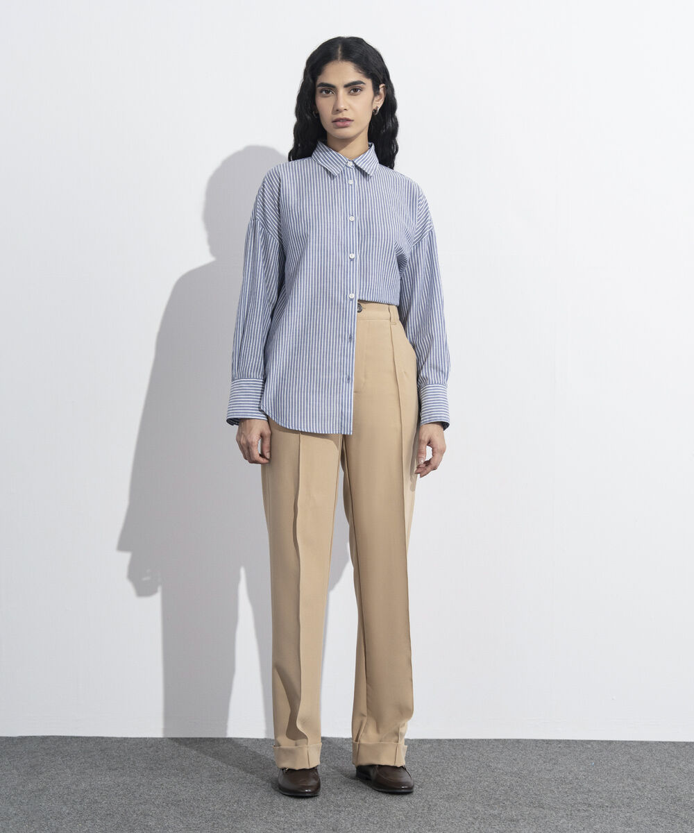 Women's Western Wear Light Brown Tailored Straight Fit Trousers