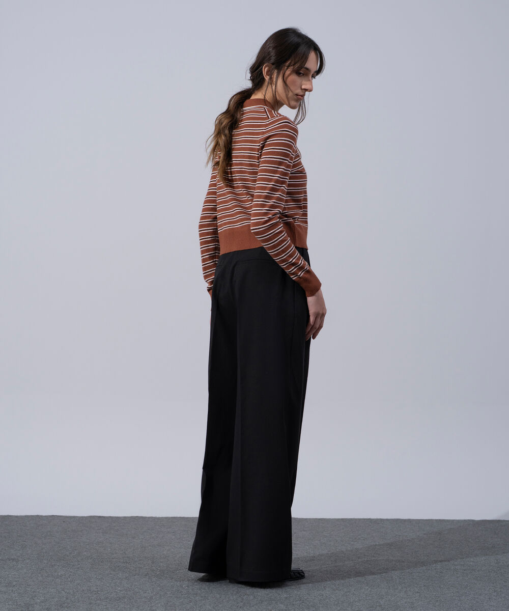 Women's Western Wear Brown And Black Striped Knit Cardigan