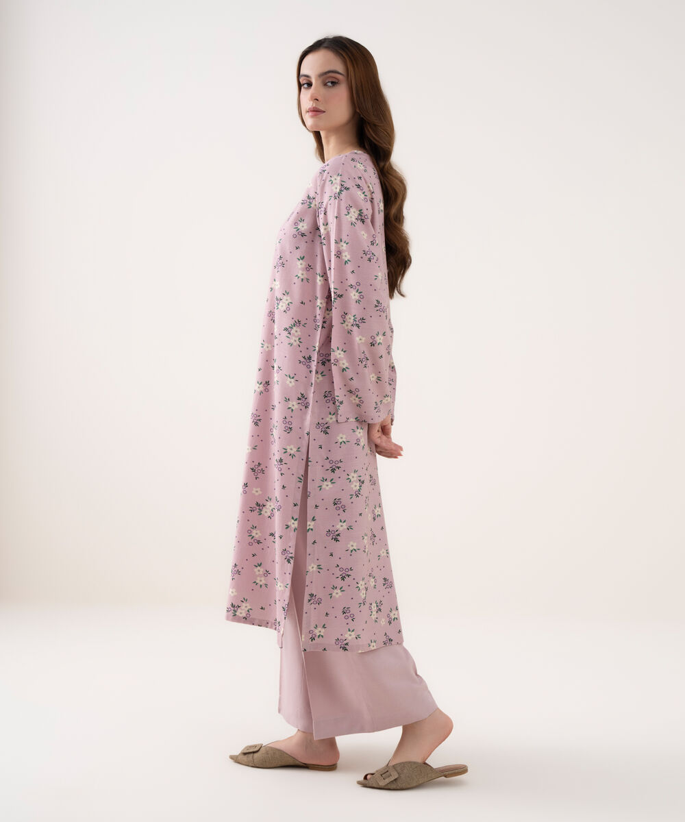 Women's RTW Cotton Viscose Printed Straight Pink Shirt