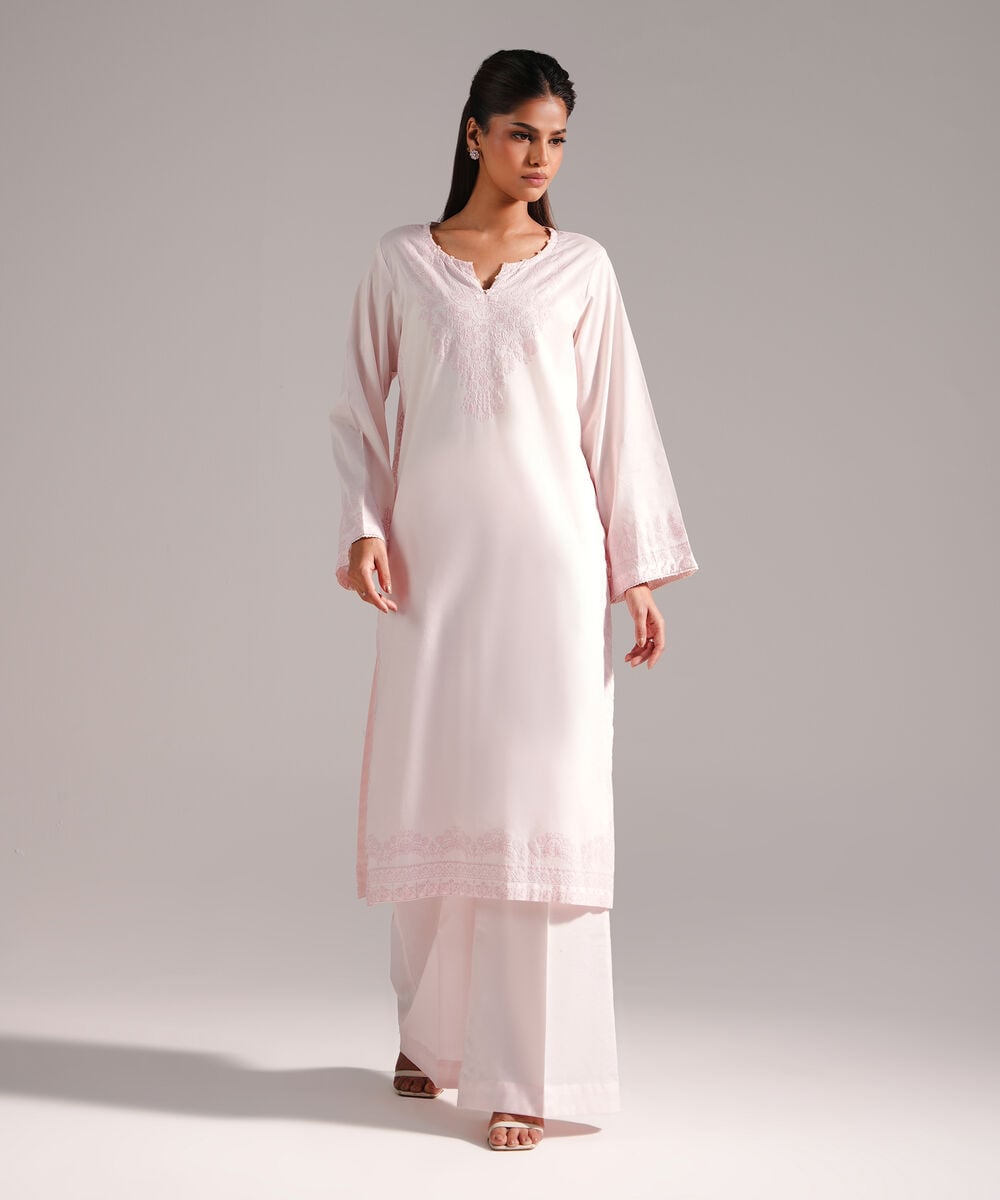 Women's RTW Lawn Printed Pink Straight Shirt