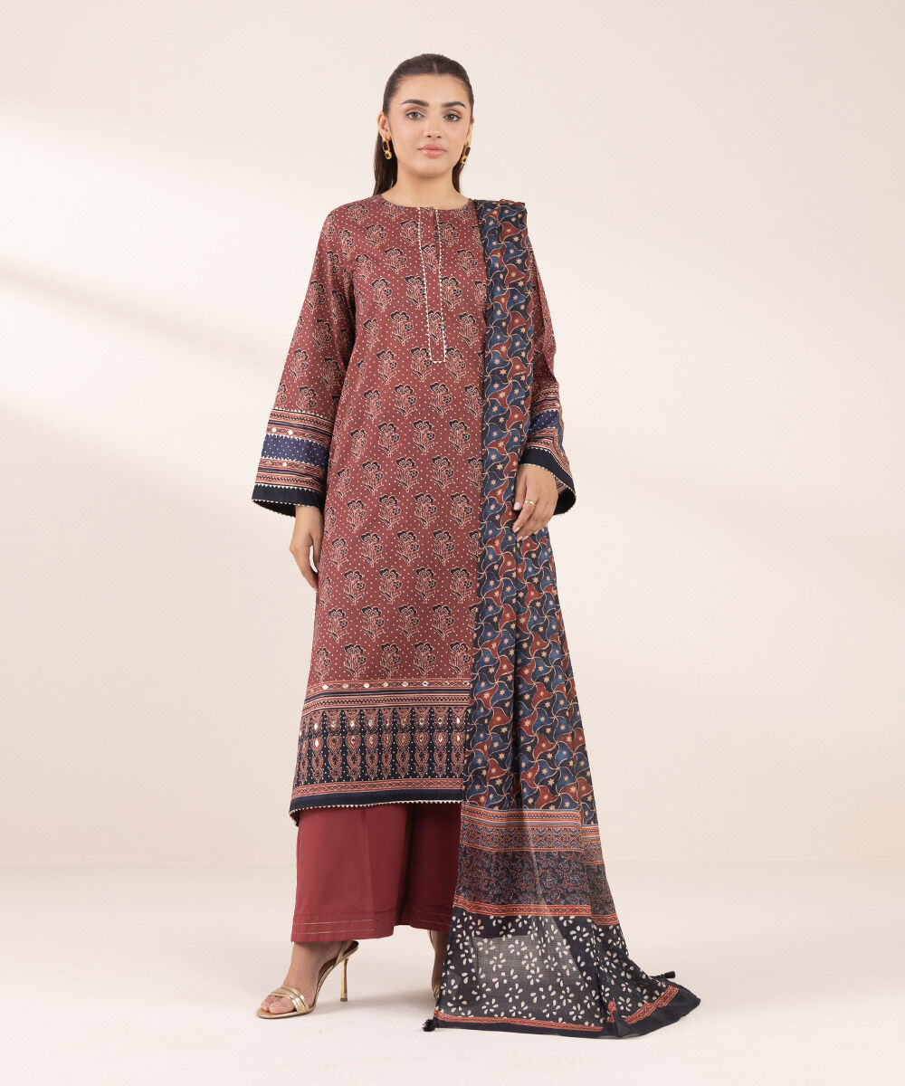 Women's RTW Lawn Red Printed A-Line Shirt