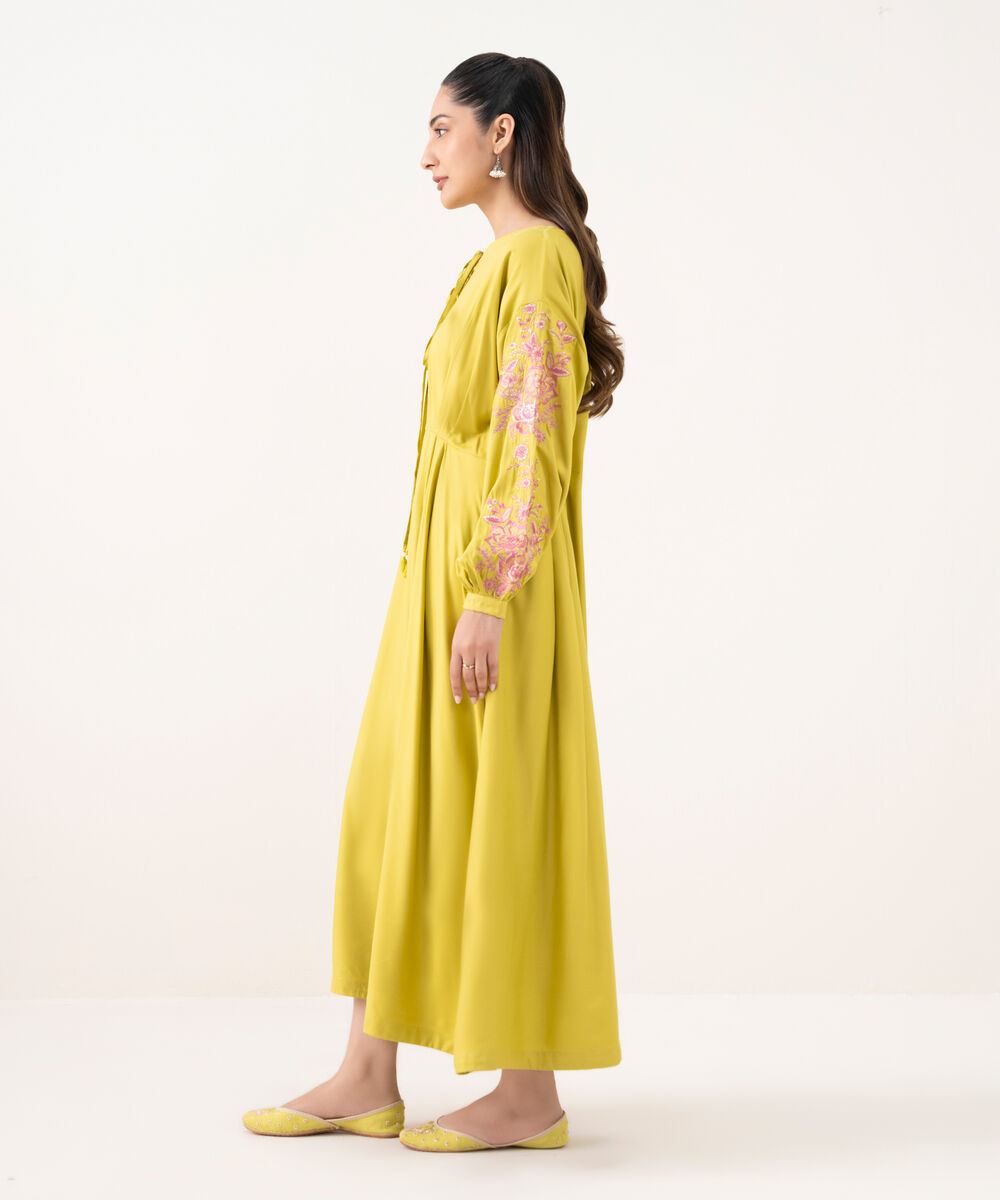 Women's RTW Cambric Green Dyed A-Line Shirt