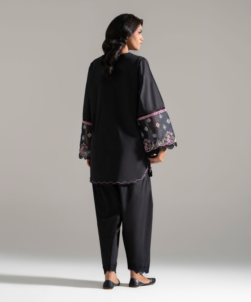Women's RTW Lawn Embroidered Black 2 Piece Suit