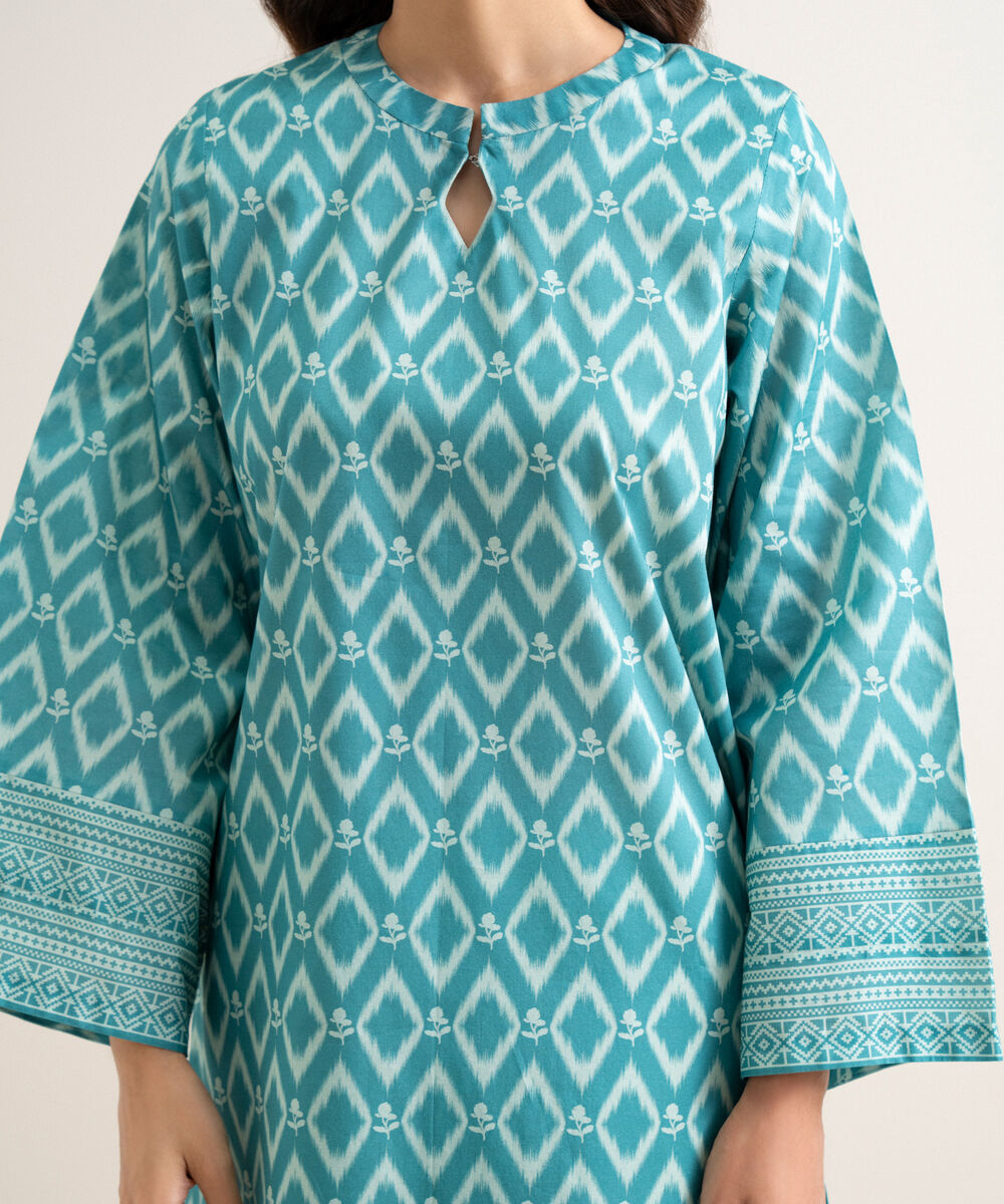 Women's Unstitched Lawn Printed Green 3 Piece Suit
